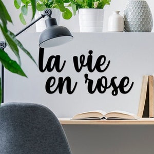 La vida en rosa | Arte de pared metálico | Tapices de pared | Letrero de pared de metal | Decoración de pared metálica | Arte de pared con cita | regalo de inauguración