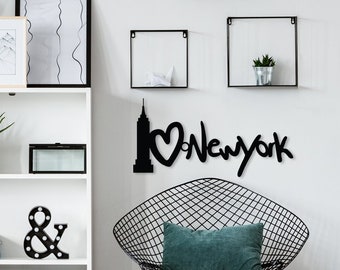 Amour new-yorkais | Décor mural en métal | Art mural en métal | Tentures murales | Panneau mural en métal | Décoration murale en métal | Cadeau de pendaison de crémaillère