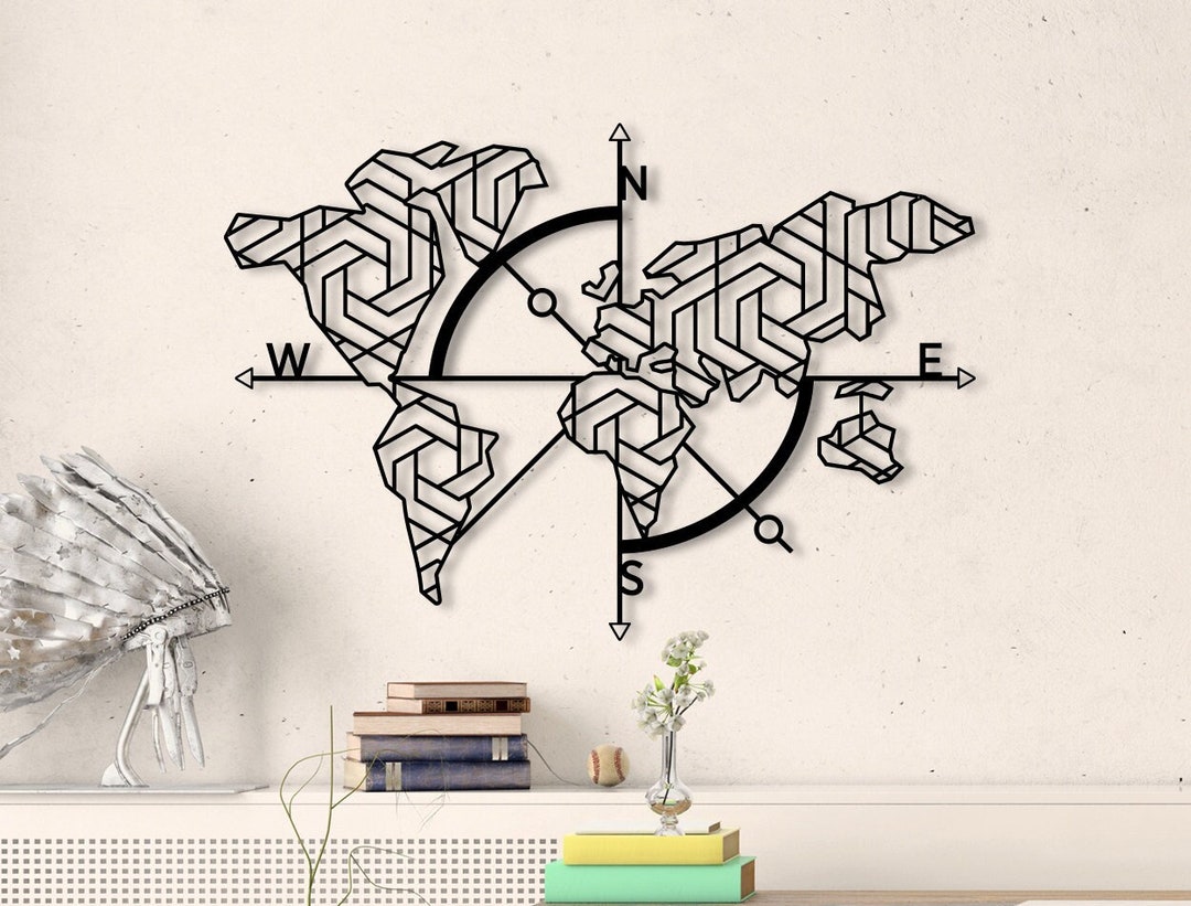 Metal World Map Metal Wall Art Wall Hangings Metal Wall Sign Metal Wall