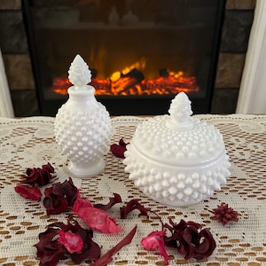 Fenton Perfume Bottle Matching Powder Jar Vanity Set