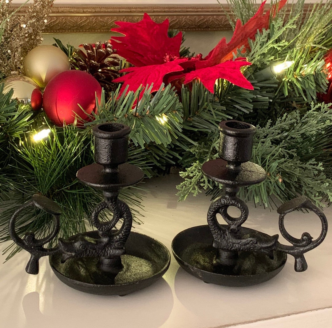 Vintage Cast Iron Candlestick Holders Etsy