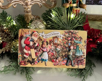 Vintage German Christmas Tin Victorian Christmas Scene