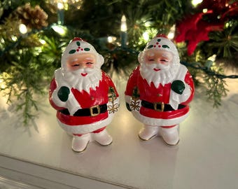 Vintage Christmas Santa Figurine Candle Holders Napco Christmas Kitsch