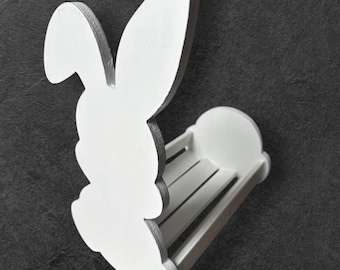 Panier lapin de Pâques en bois : décoration printanière de ferme rustique, porte-nom en option