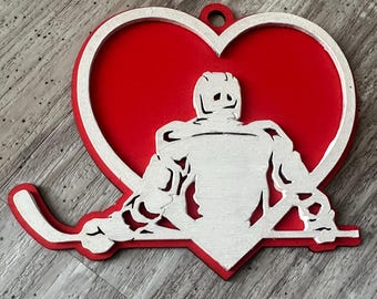 Hockey pour jeunes briseurs de coeur Saint-Valentin | Formats d'étiquette et d'enseigne murale de porte disponibles