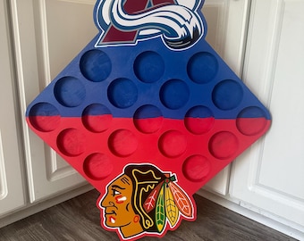 Présentoir pour rondelles de hockey pour équipes doubles : décoration murale pour salle de sport, thème familial divisé en cadeau pour les fans