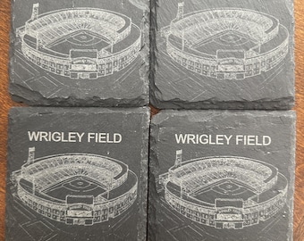 Dessous de verre Field en ardoise Wrigley : lot de 4 oeuvres d'art du stade des Cubs de Chicago