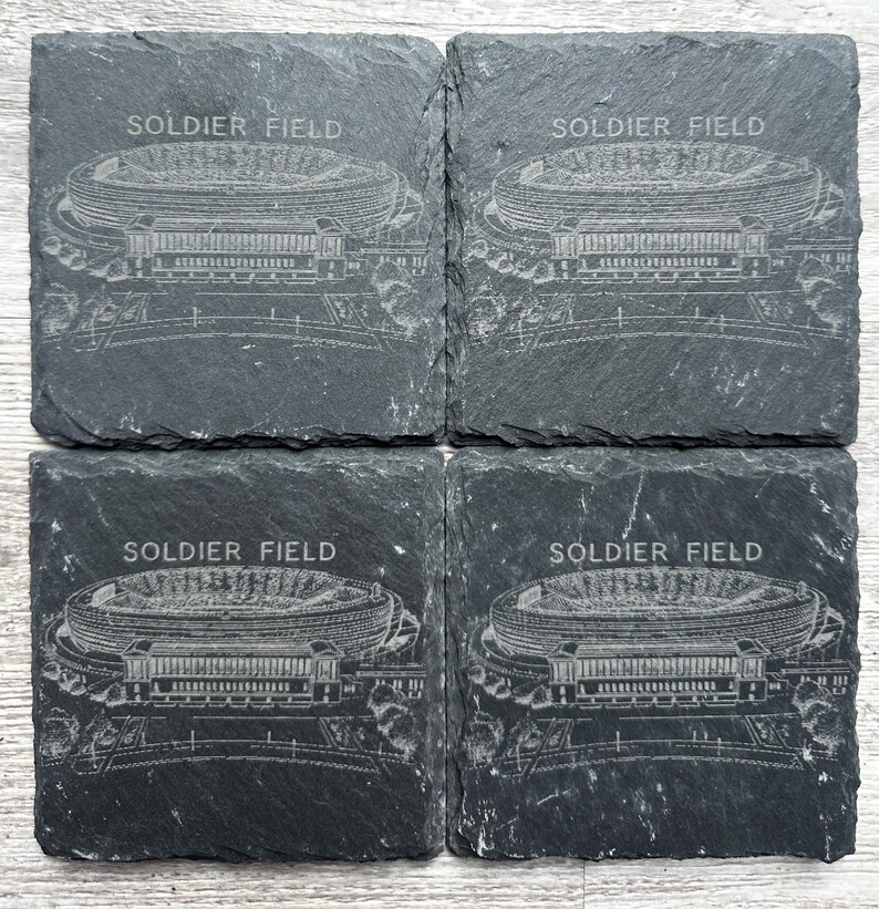 Soldier Field Slate Coasters: Chicago Bears Stadium Art Set of 4