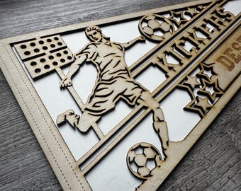 Plaque de porte personnalisée de l'équipe de football : Tournoi de voyage, gravée sur mesure