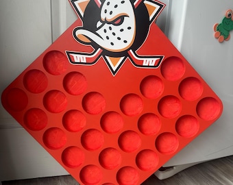 Grand présentoir de rangement pour rondelles de hockey en diamant : décoration murale pour salle de sport, cadeau de fan | peut contenir de 16 à 20 rondelles