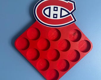 Rangement pour rondelle de hockey en diamant de taille moyenne : décoration murale pour salle de sport, cadeau de fan | peut contenir de 16 à 20 rondelles