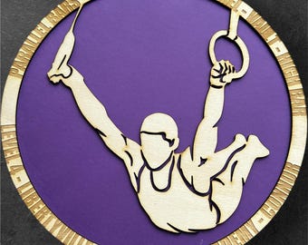 Plaque murale anneaux de gymnastique personnalisée : décoration de chambre de gymnaste pour garçons