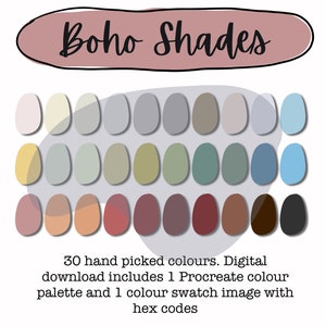 Boho Shades Procreate Colour Palette, Procreate Swatches, iPad Art, Photoshop, Earthy Brown Green Grey Palette