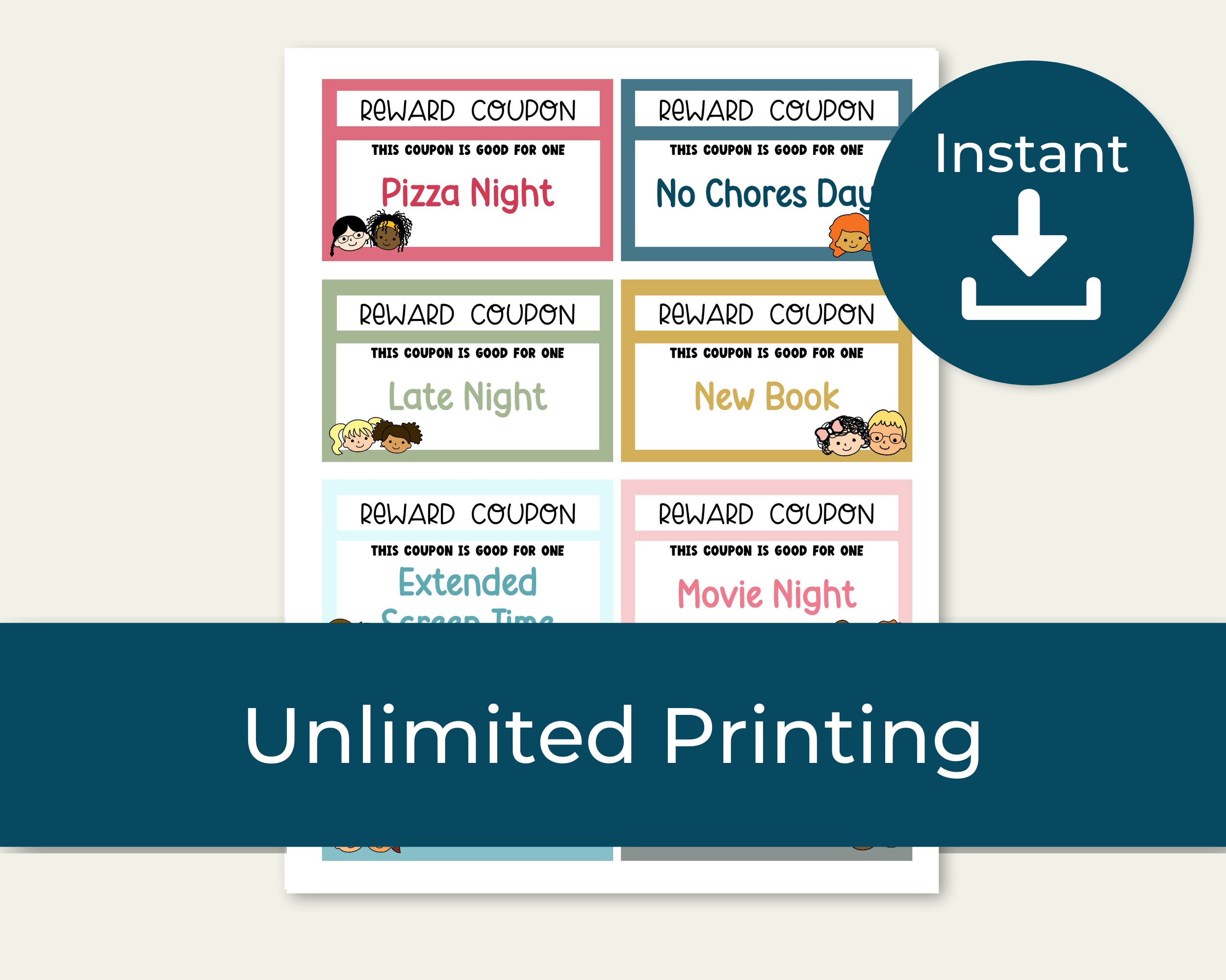 Kids Reward Tickets Printable Printable Kids Reward Coupons Children S