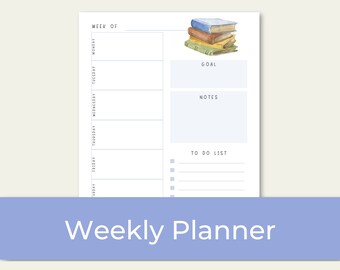 Weekly Planner , Book Planner , Weekly Organizer , Weekly Schedule , Printable weekly planner , Printable weekly schedule