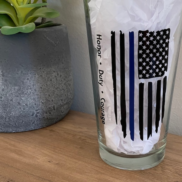 Thin Blue Line Flag Pint Glass