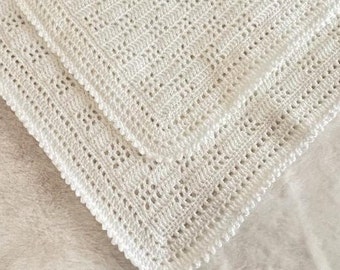 MANTA PARA BEBE A CROCHET, patrón de manta para bebé a crochet manta para bebé manta para bebé blanca patrón para bautizo de bebé patrón de crochet