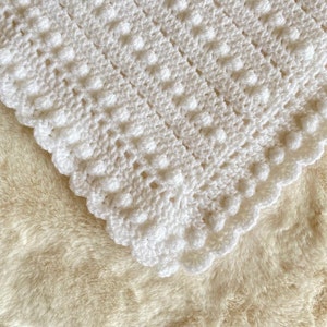 CROCHET BABY BLANKET, crochet baby blanket pattern baby blanket white baby blanket baby pattern baby christening crochet pattern, zdjęcie 4