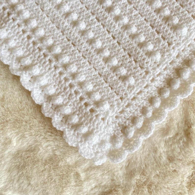 CROCHET BABY BLANKET, crochet baby blanket pattern baby blanket white baby blanket baby pattern baby christening crochet pattern, zdjęcie 4