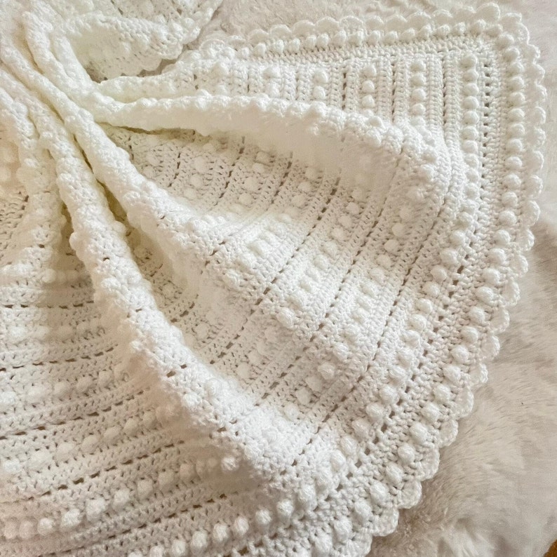 CROCHET BABY BLANKET, crochet baby blanket pattern baby blanket white baby blanket baby pattern baby christening crochet pattern, zdjęcie 1