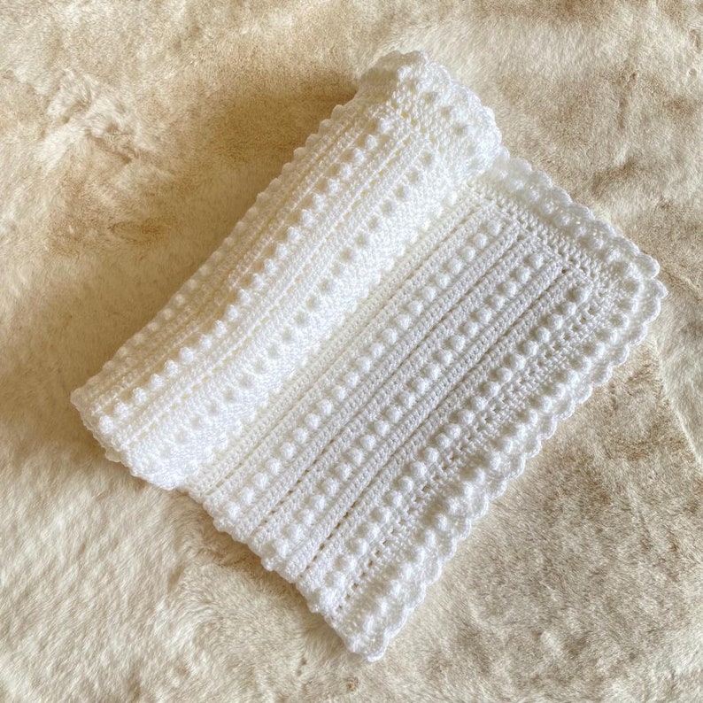 CROCHET BABY BLANKET, crochet baby blanket pattern baby blanket white baby blanket baby pattern baby christening crochet pattern, zdjęcie 6