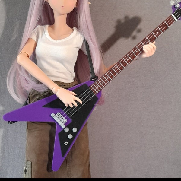 1:3 Scale Flying V Bass Guitar  Suitable for Smart Doll and other 60cm  BJD Dolls.