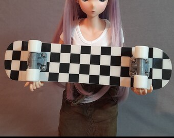 1:3 Scale Skateboard. Suitable for Smart Doll and other 60cm  BJD Dolls. 'B Grade' Chequered Pattern Design.