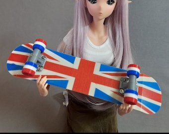 1:3 Scale Skateboard. Suitable for Smart Doll and other 60cm  BJD Dolls. UK Union Flag/Jack Design.