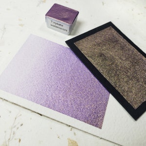 Purple Haze handmade watercolor paint, handmade paint for painting, calligraphy, lettering. Handmade gift for artist. Purple-gold watercolor