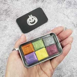 Spooky Halloween half pan Watercolor Set, Mica 6-piece watercolor set, handmade watercolor paint, paint for painting, calligraphy, lettering