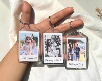 Personalized Photo Keychain with Picture | Custom Polaroid Style Keychain | Anniversary Gift for Boyfriend Girlfriend