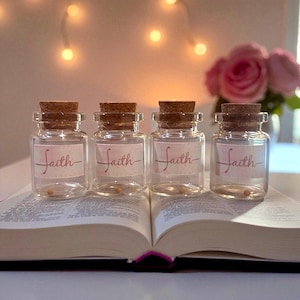 Mustard seed glass bottle | Faith Jar Party Favors | Church Gift | Baptism Party Favors