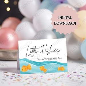 Tarjeta imprimible de comida de la Sra. Rachel "Pequeños Pececitos" / Tarjeta de tienda de comida de la Sra. Rachel / Cumpleaños de la Sra. Rachel / Decoración de fiesta de la Sra. Rachel / Descarga de la Sra. Rachel