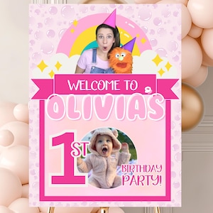 Letrero de bienvenida de cumpleaños de la Sra. Rachel / Decoración personalizada para fiesta de primer cumpleaños / Letrero de bienvenida personalizado para niños