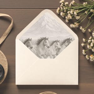 Western Horse Wedding Envelope Liners A7 | Rustic Ranch Mountain Wedding Invitations | Cowboy Western Wedding Decor