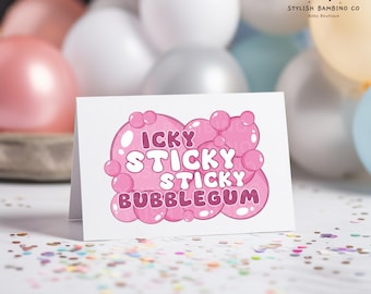 Ms Rachel Printable Food Tent Card | Ms. Rachel Birthday Decorations | Food Tent Signs | Instant Download | Icky Sticky Sticky Bubblegum