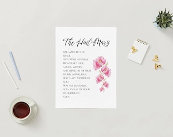 Catholic Prayer Posters | Floral Design | Lord's Prayer, Hail May, Glory Be, Fatima Prayers (Digital Download)
