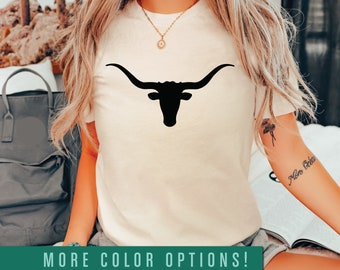 Longhorn T-shirt, Vintage Western Style, Southwest Desert T-shirt, Longhorn Warning, Military Pattern Longhorn, T-shirt Longhorn