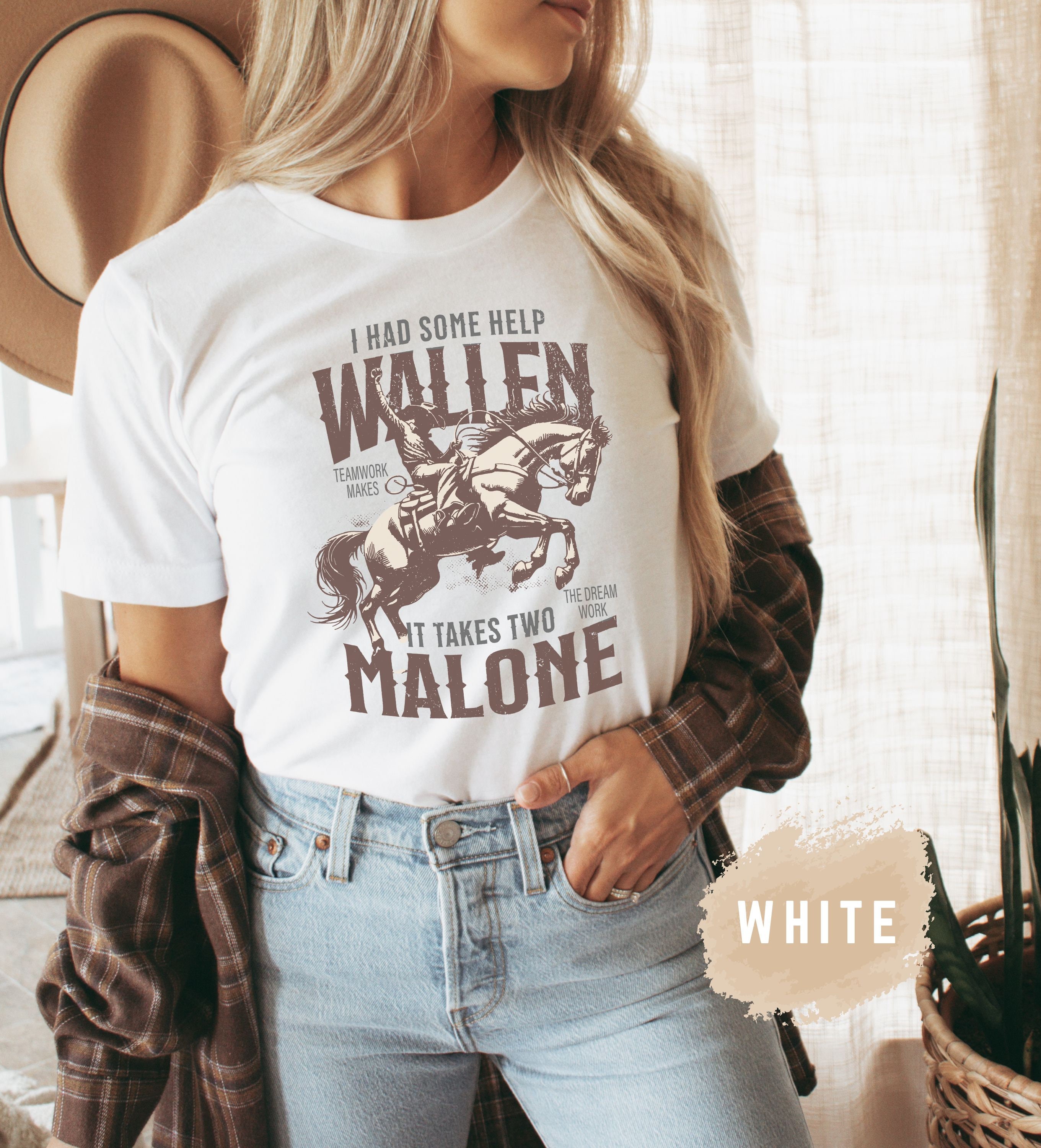 I Had Some Help Wallen and Malone It Takes Two Team Work Country Music Corcert T-shirt Viral Shirt Large Graphic Tee Girls Trip Farm Boots
