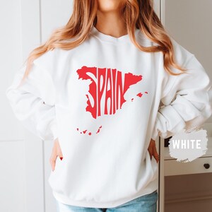 Spain Crewneck Sweatshirt, Espana Hoodie, Spain Gift, Spanish Flag Pullover, Spain Souvenir Travel Sweater, Unisex Clothing, Spain Map, Mapa