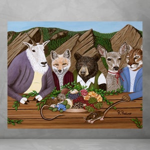 Impresión artística de animales caprichosos: &quot;Comida de montaña&quot; de Roberta Pacino
