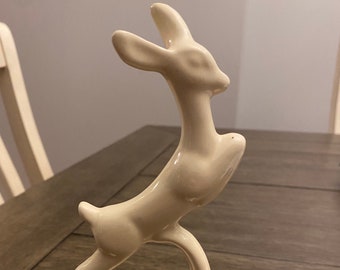 Vintage MCM Leaping Deer Figurine, Ivory Leaping Deer, Vintage Deer Statue, Art Deco Style Deer Figurine, MCM Decor, Minimalist Decor, T3
