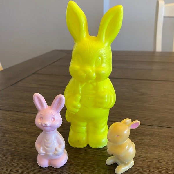 Vintage Easter Bunny Lot, Vintage Plastic Easter Bunny, Vintage Easter Decor, Easter Toys, Spring Decor, T9