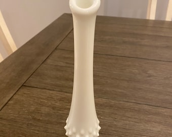 Vintage Fenton Hobnail Milk Glass Bud Vase - Farmhouse Decor