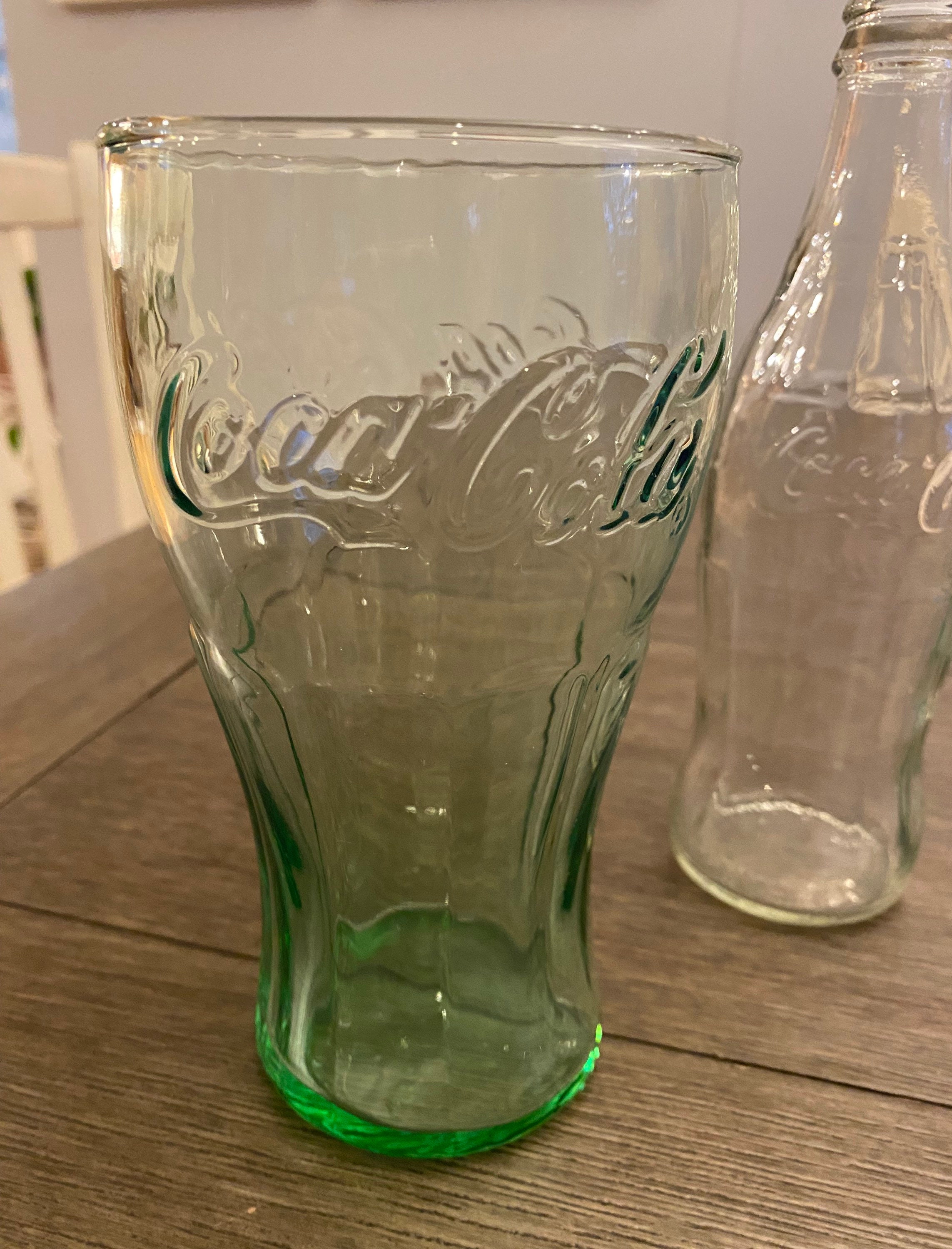 Set of Two Vintage Tinted Green Coca- Cola Glasses – Back In Time