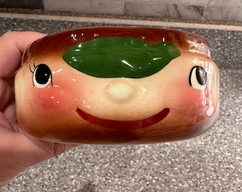 Vintage DeForest California Relish Dish: Anthropomorphic Hamburger Pottery