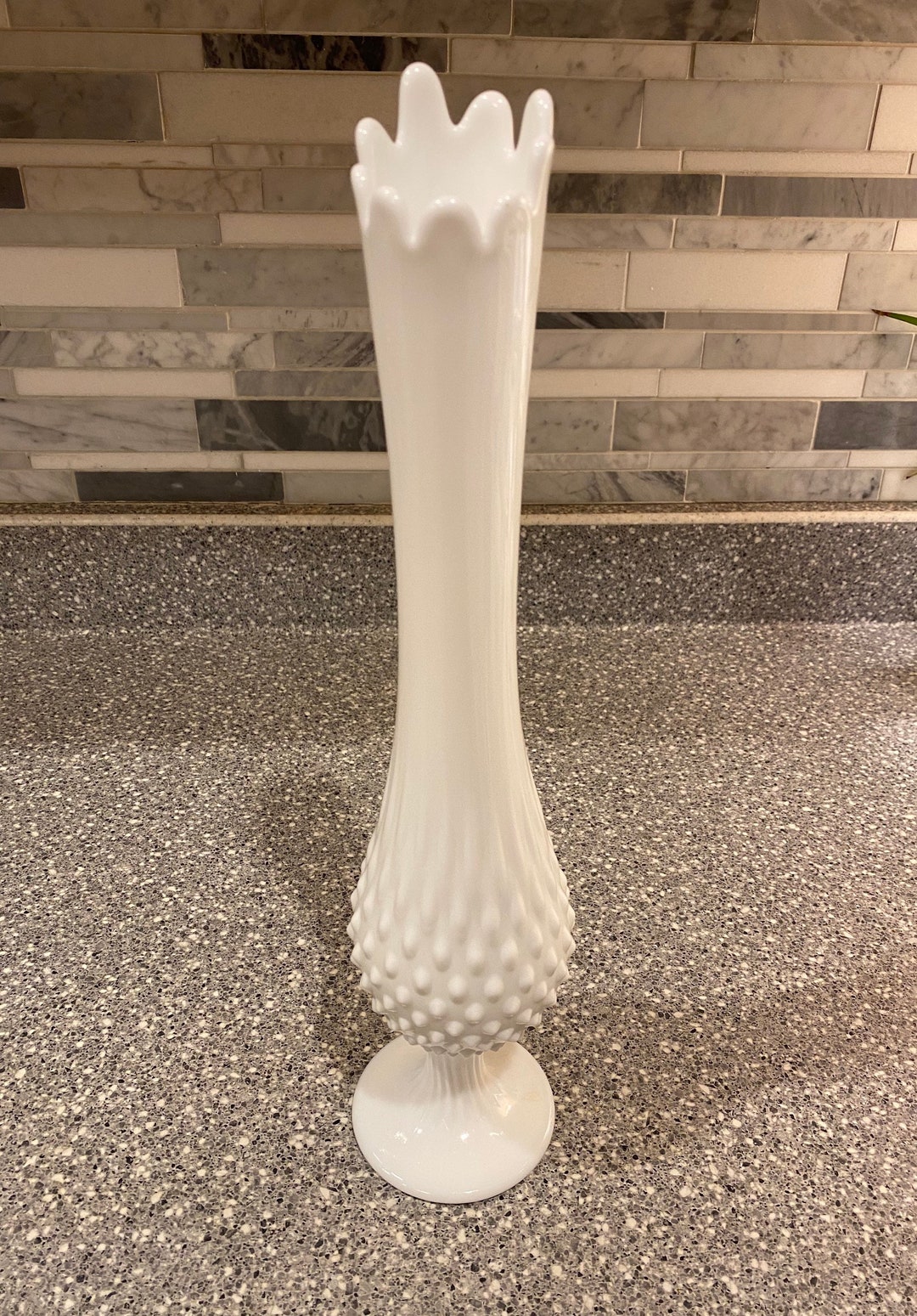 Vintage Fenton White Stretch Swung Vase Milkglass Swung Vase Etsy