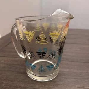 Vintage Atomic Glass Pitcher: MCM Christmas Tree Design