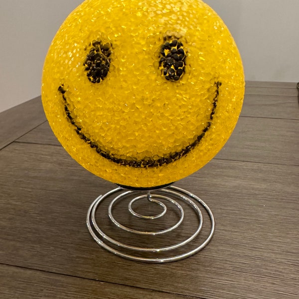 Vintage Yellow Smiley Face Plastic Popcorn Lamp, Smiley Face Lamp, Kids Room Decor, Yellow Smiley Face, Groovy Table Lamp, Desk Lamp, T5