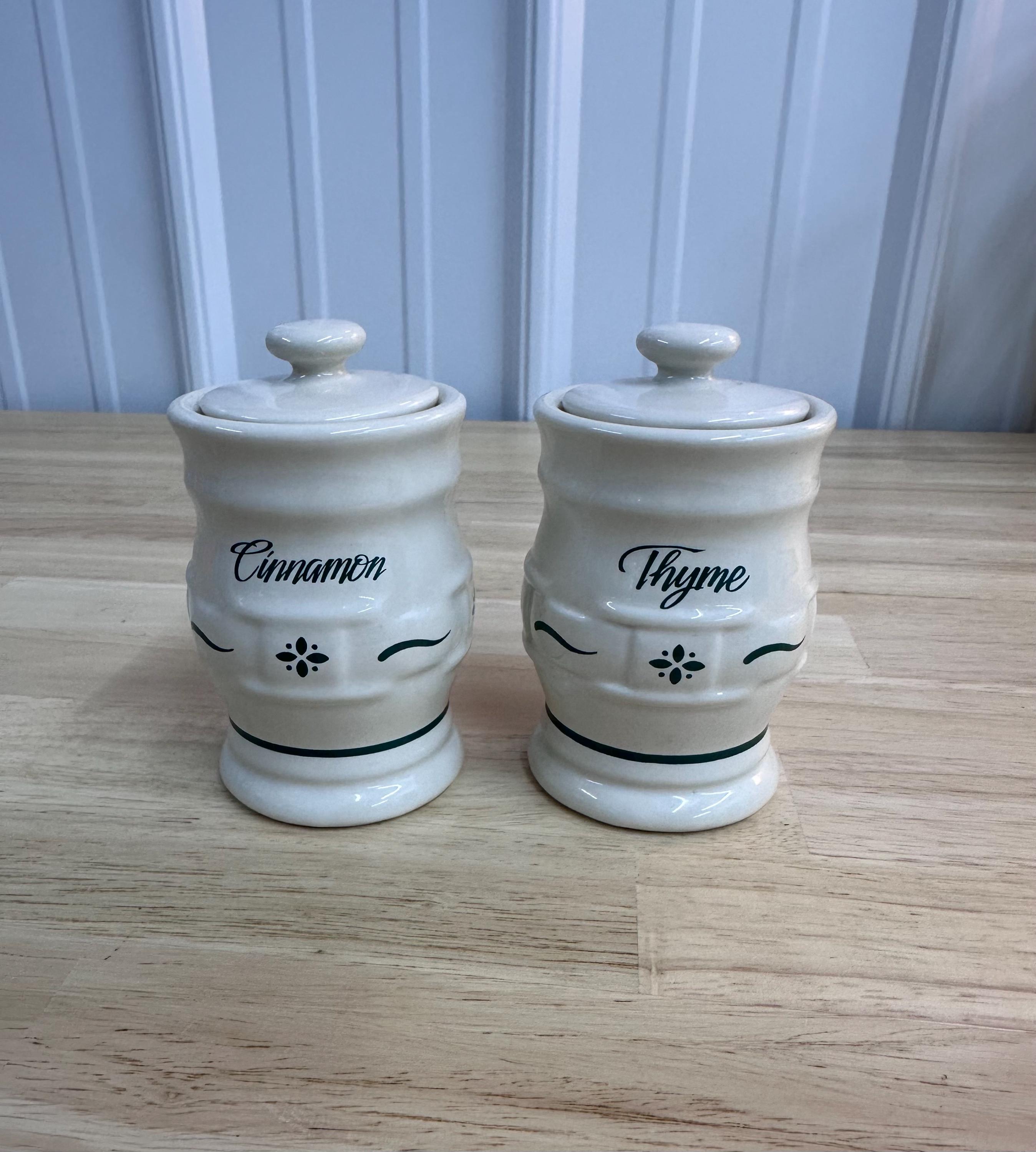 Longaberger Woven Traditions Heritage Green Spice Jar With Lid